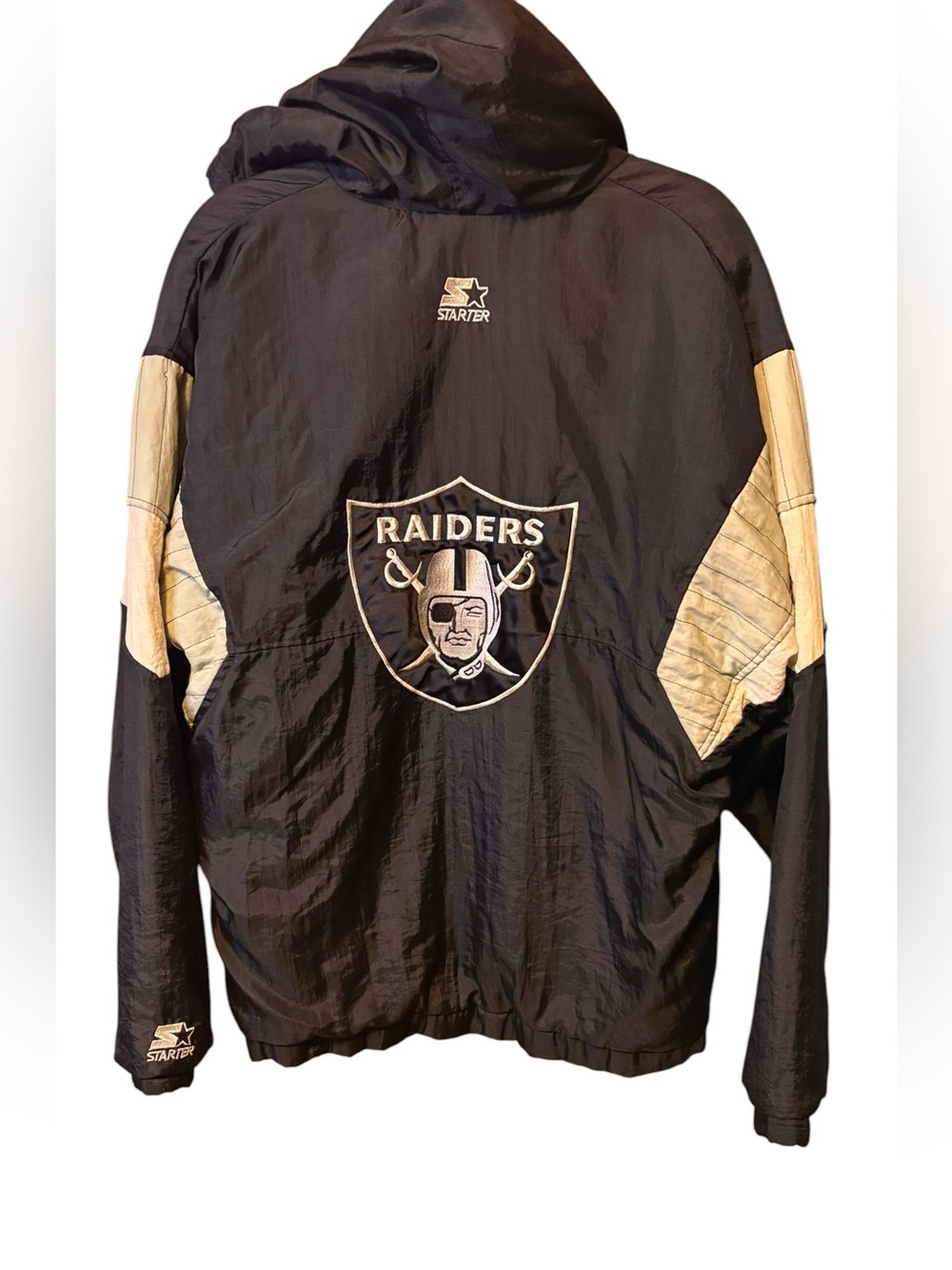 Vintage Starter Raiders NFL 90s Hooded Pullover Anorak Jacket Large - Picture 4 of 16